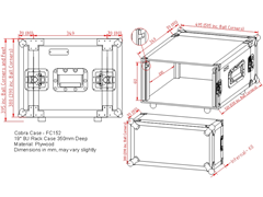 Cobra 8U 19-Inch Rack Flight Case 350mm Deep – Strong Plywood, Removable Lids